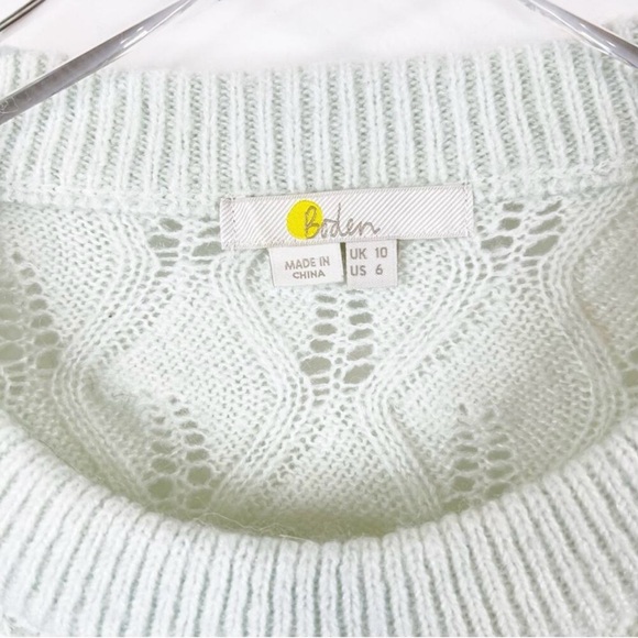 Boden Pointelle Fluffy Knit Sweater 6 Blue - Picture 3 of 5